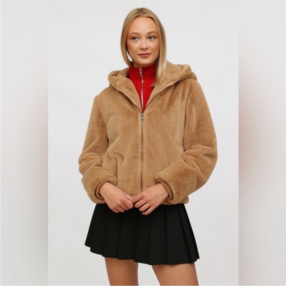 Vince faux fur teddy hoodie zip up